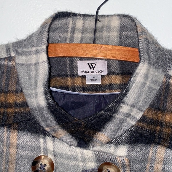 Worthington Double Breasted Plaid Cropped Jacket Size Large - Picture 7 of 16